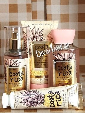 Bath & Body Works COSTA RICA Pink Pineapple Sunrise4PC Mini/Travel Set